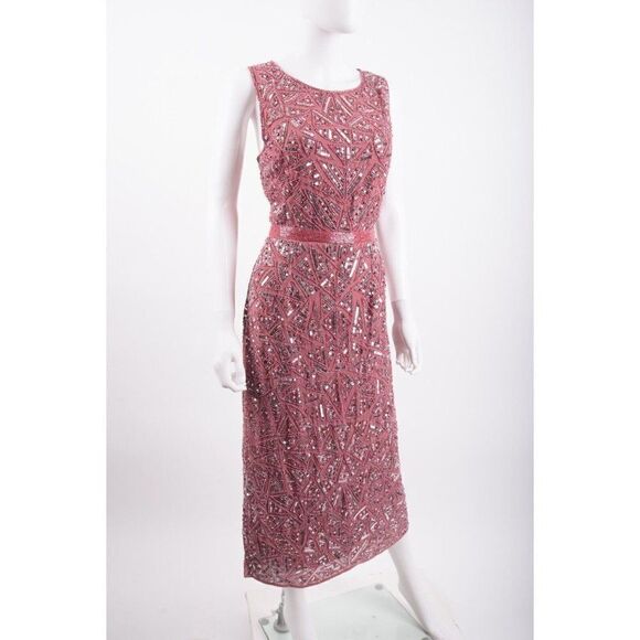 MacDuggal Womans Evening Dress Gown 93550D Sz10 Rosewood Pink Silver Sequin NWT - Picture 2 of 6